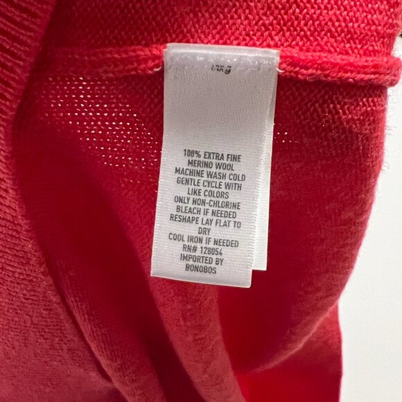 Bonobos V-Neck Sweater Extra Fine Merino Wool Light Red Pink Men's size Large - Picture 5 of 7